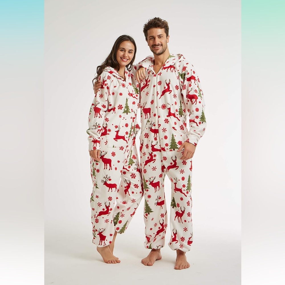 XMASCOMING men’s XL hooded fleece holiday pajamas